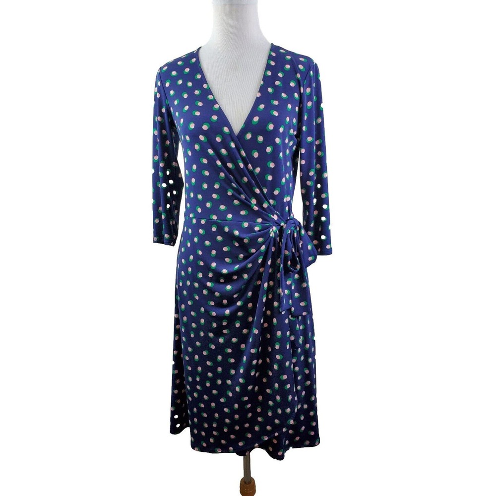 NWT‎ Stitch Fix LEOTA Jersey Wrap Dress Polka Dot Small Blue Blue Gabrielle